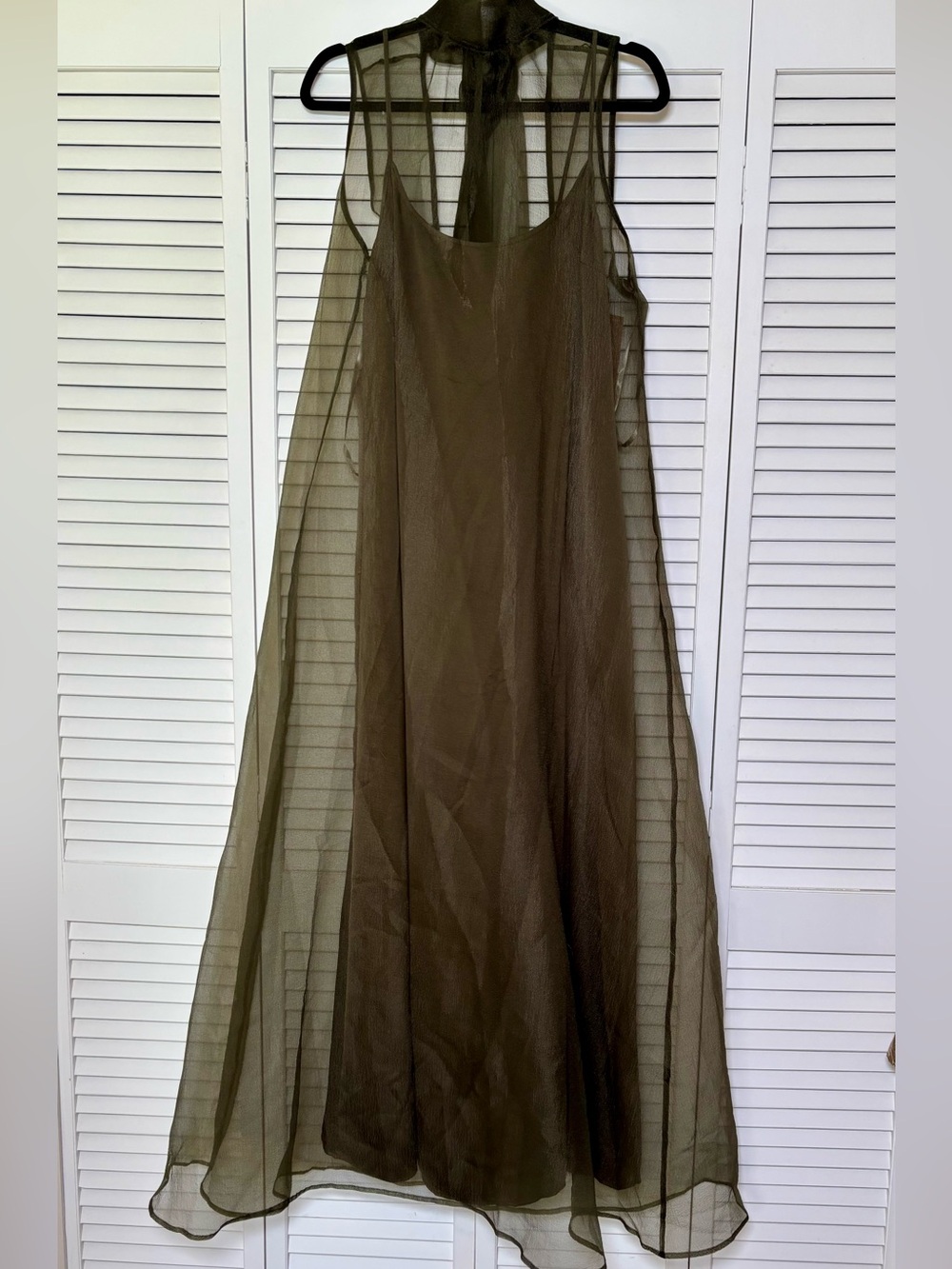 NWT CAARA Alette Organza Elegant Moss Grey Olive Dress S , L ,XS ,M - Picture 7 of 10